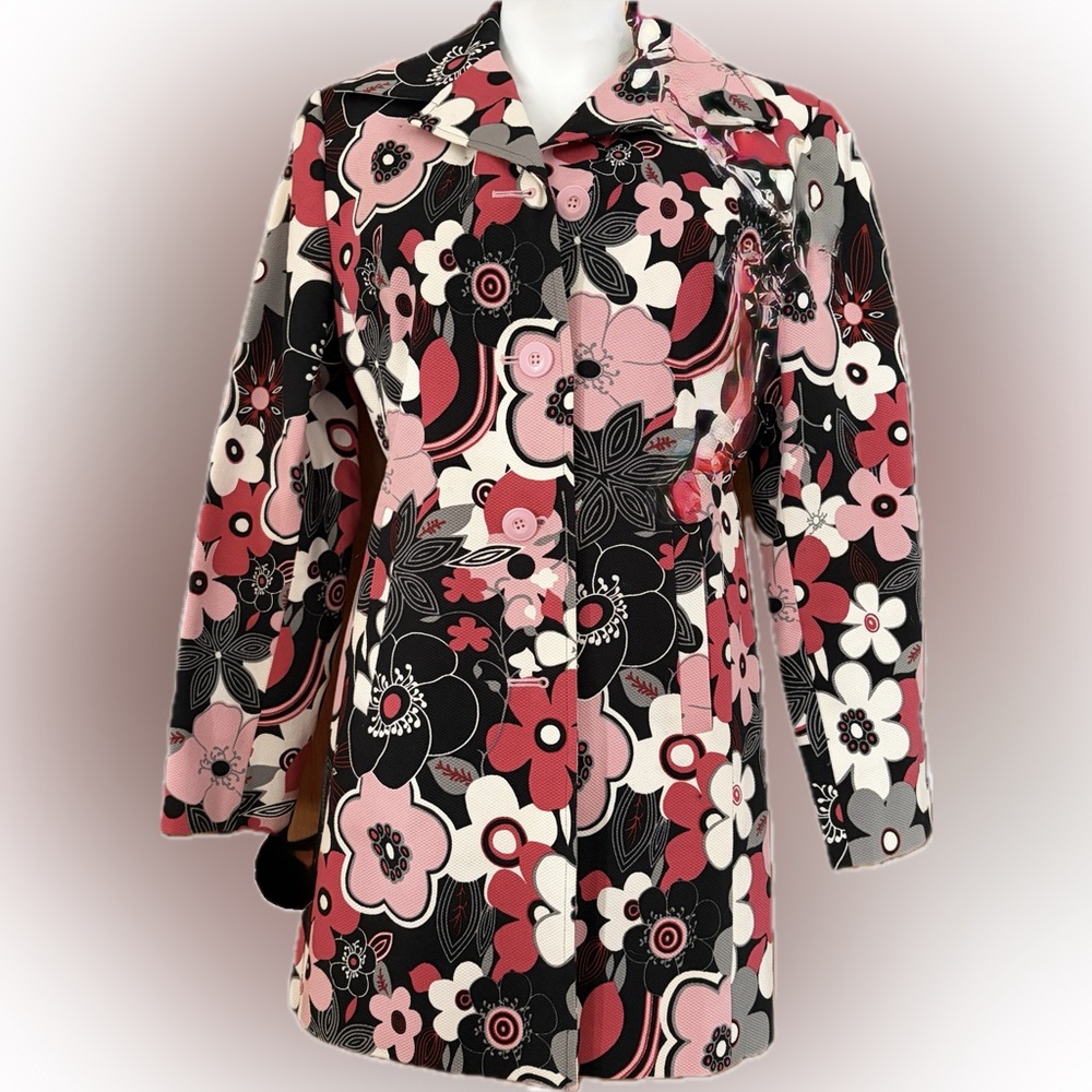 Floral Women's Jacket - Pink, Black, White
